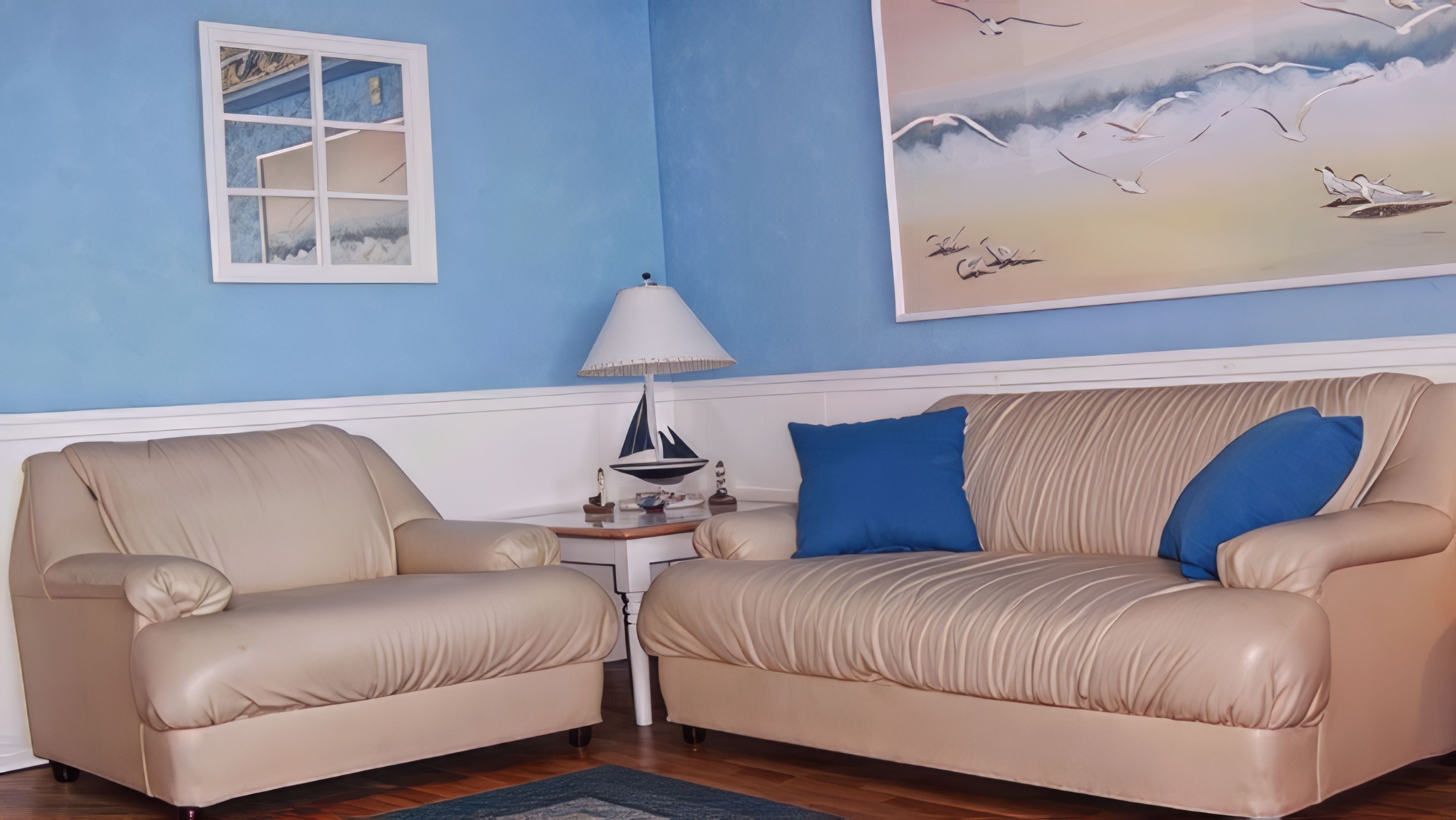 LIVING AREA: Plush Leather Loveseat and Chair